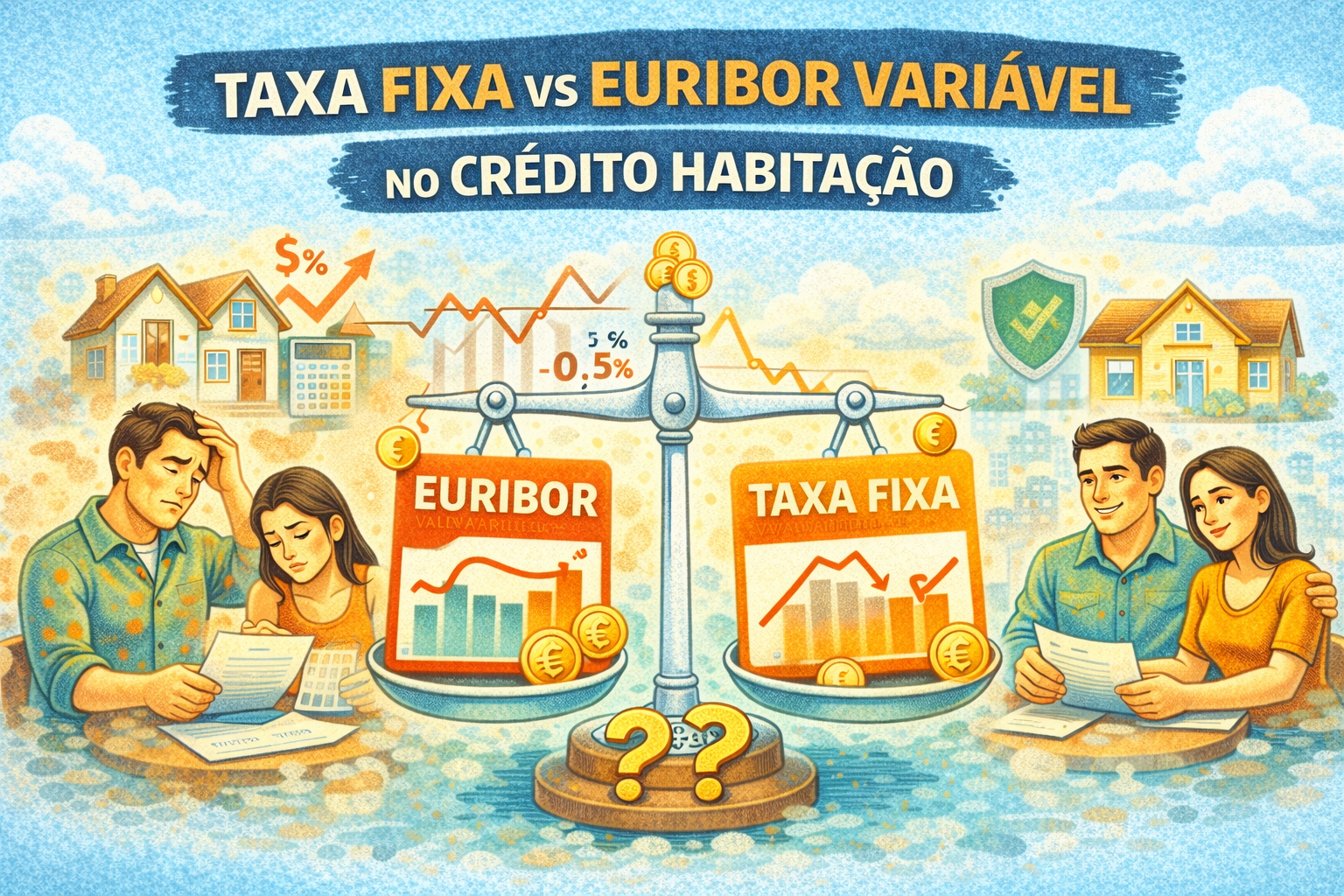 Taxa fixa vs Euribor variável no crédito habitação